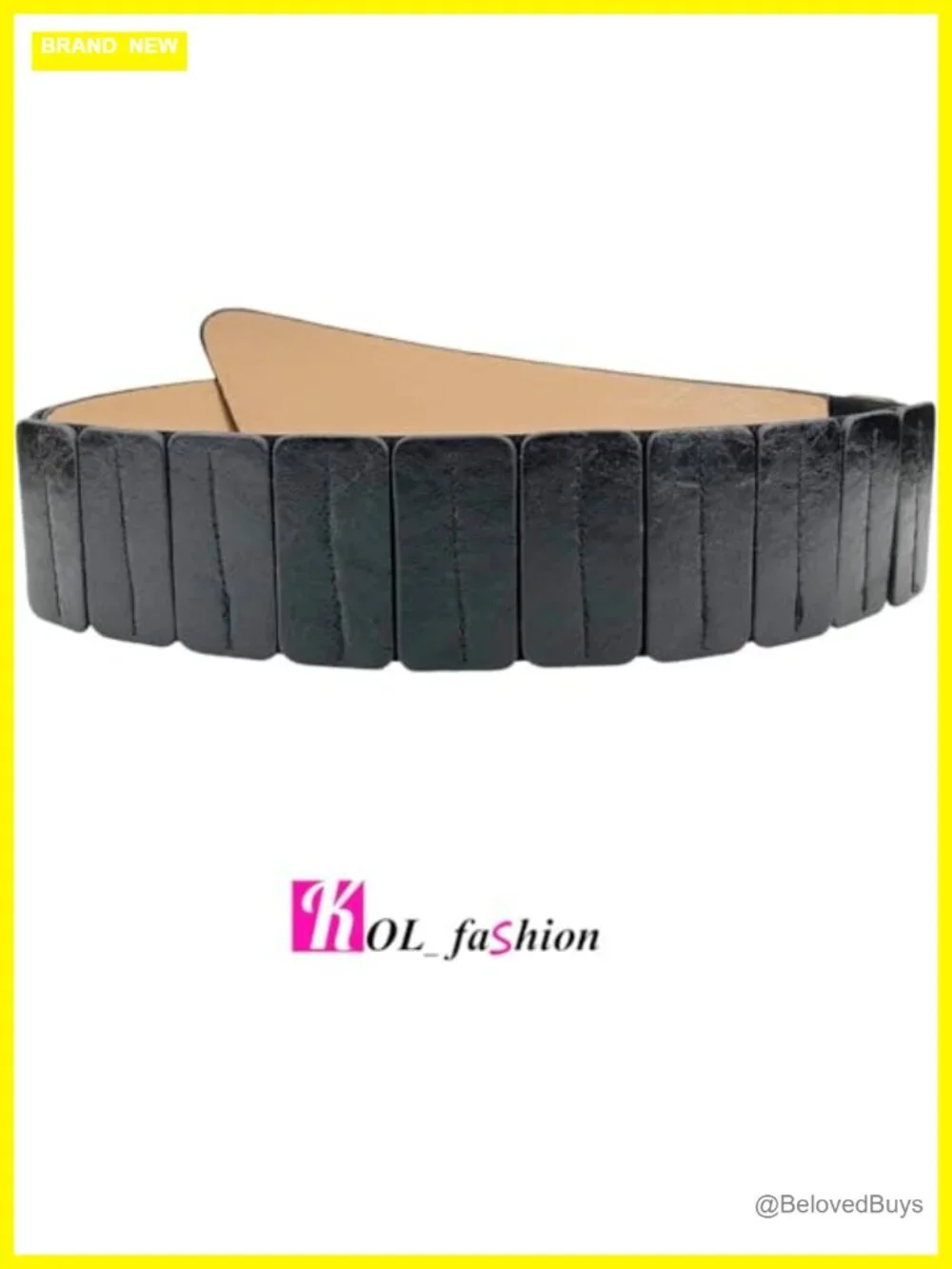 Vintage Faux Leather Waist Belt with Interlock Buckle - Cinch Belt for Dresses
